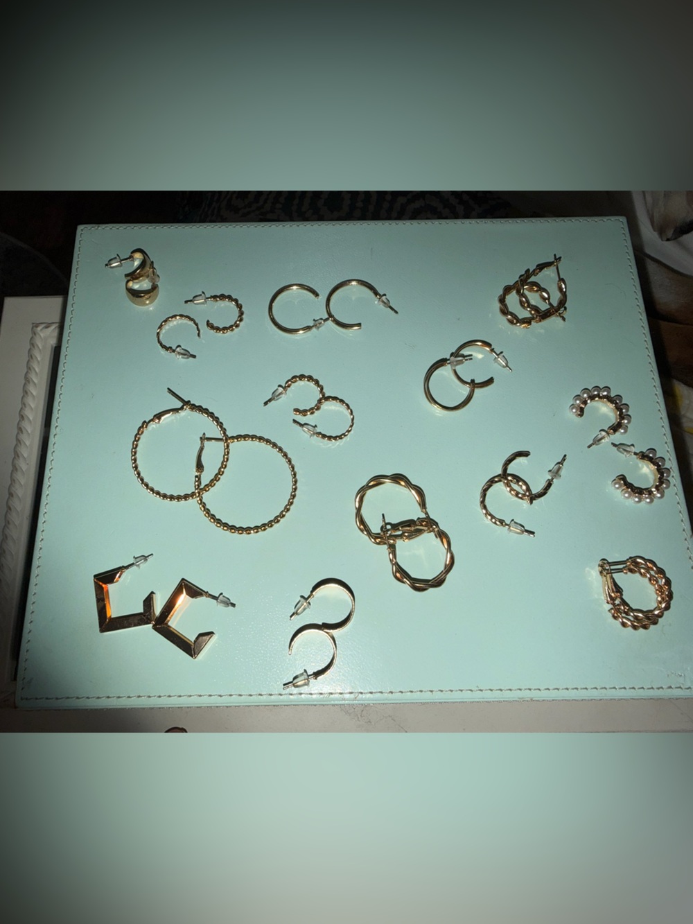 Set of 13 Gold Hoop Earrings - Different sizes and geometric shapes!